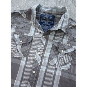 Supply Company USA Shirt Mens Size XL Western Plaid Gray Pearl Snap Long Sleeve